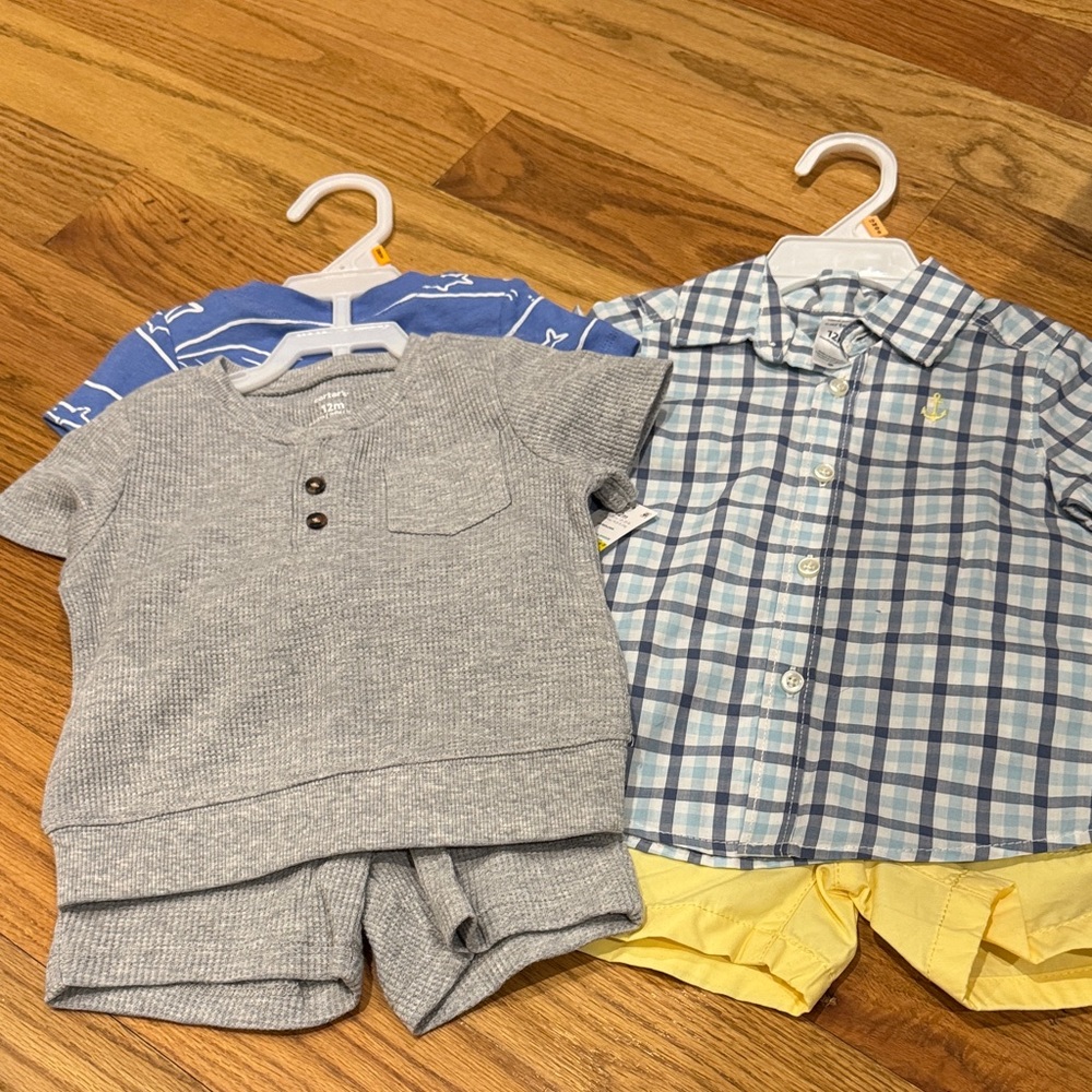 Carter's 12 month Gray and Blue Kids Matching Sets